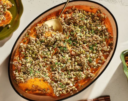 Purê de batata-doce gratinado